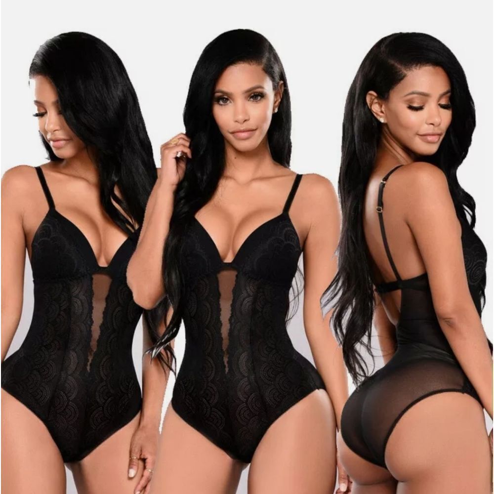 Black Sexy Lingerie for Women Teddy One Piece Lace Sheer Babydoll Bodysuit
